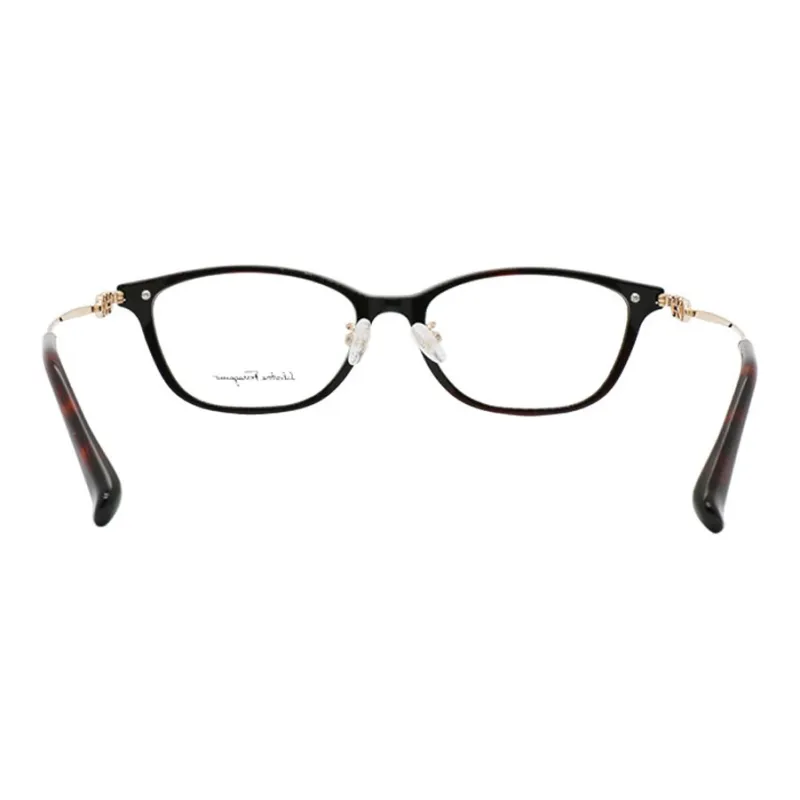 FERRAGAMO Titanium Irregular Shape Eyeglass Frames Women's Black-3