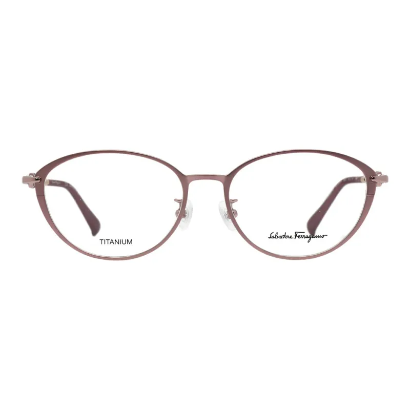 FERRAGAMO Titanium Oval Eyeglass Frames Women's Pink-1