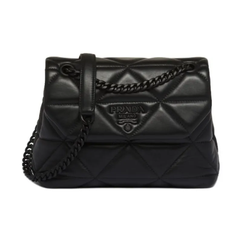PRADA Soft Sheepskin Material Portable Crossbody Bag Shoulder Bag Women's Black-0