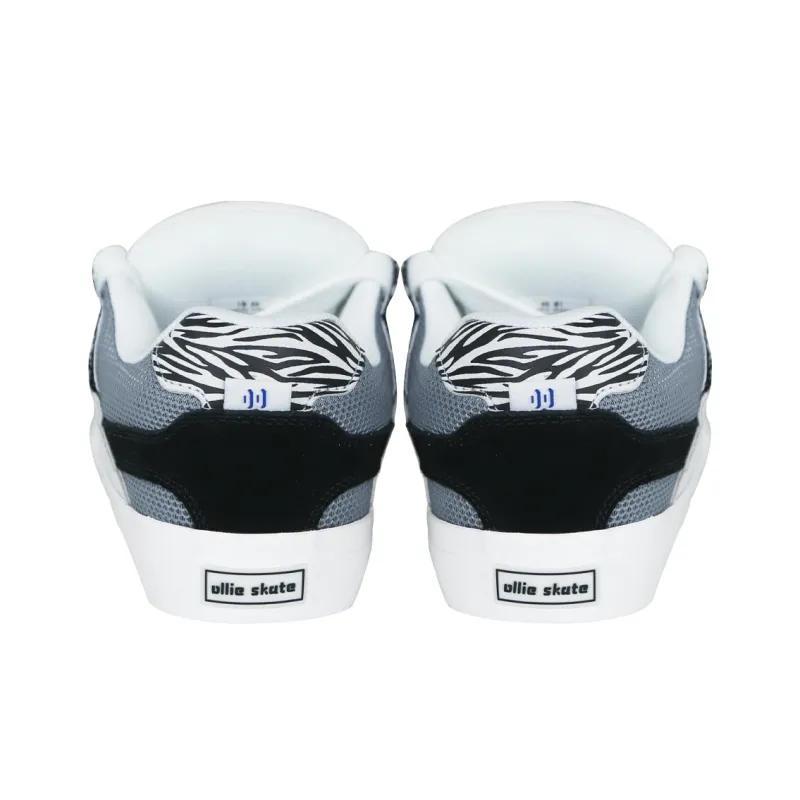 Ollieskate Zoo Party Zoo Collection Box Zebra Print Checkerboard Low-Top Skateboard Shoes Unisex Black White-4