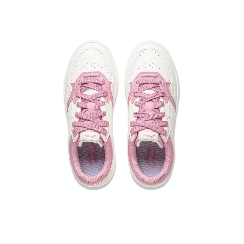 LiNing Line 2.0 At The Beginning V2 Anti-Slip Wear-Resistant Low-Top Skateboard Shoes Women's White Pink-3