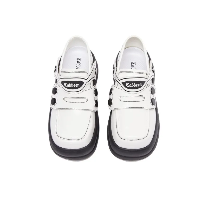 Cabbeen Girlish Wind Loafers Women's Quartz White-3