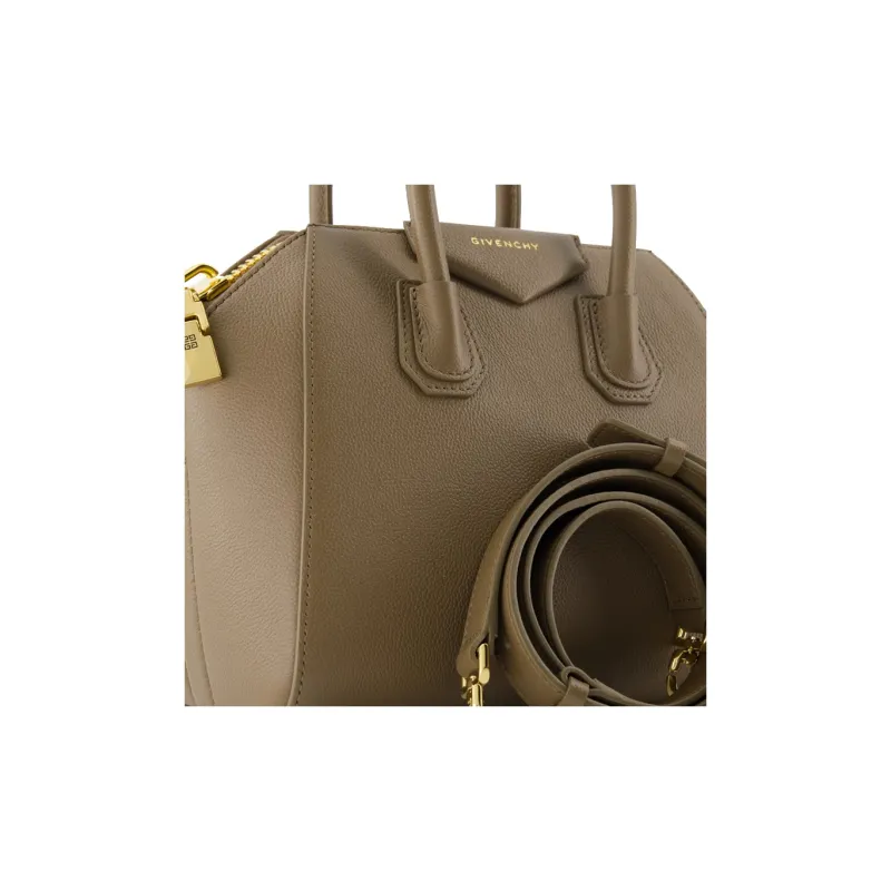 Givenchy Antigona Grain Leather Shoulder Bag, Crossbody Bag, Handbag Women's Taupe-3