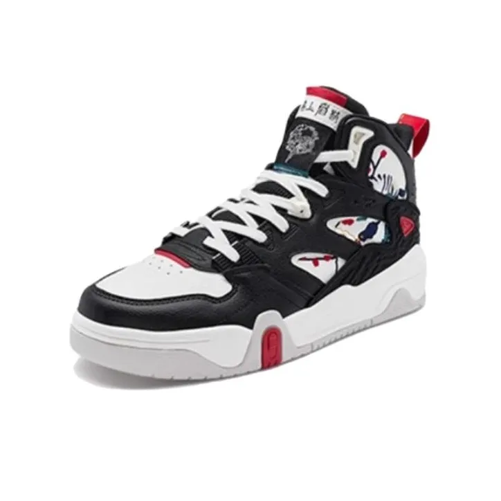 XTEP Cushioning Wear Resistant High Top Skateboard Shoes Men's Black White-1
