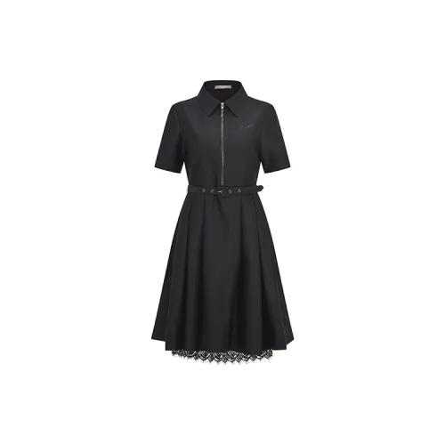 RARE Short-Sleeved Dresses Women's Black