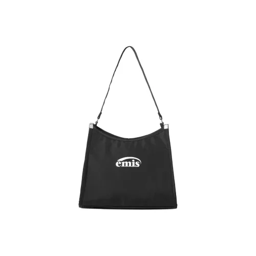Emis Nylon Hobo Bag Square Shoulder Bag Regular Unisex Black