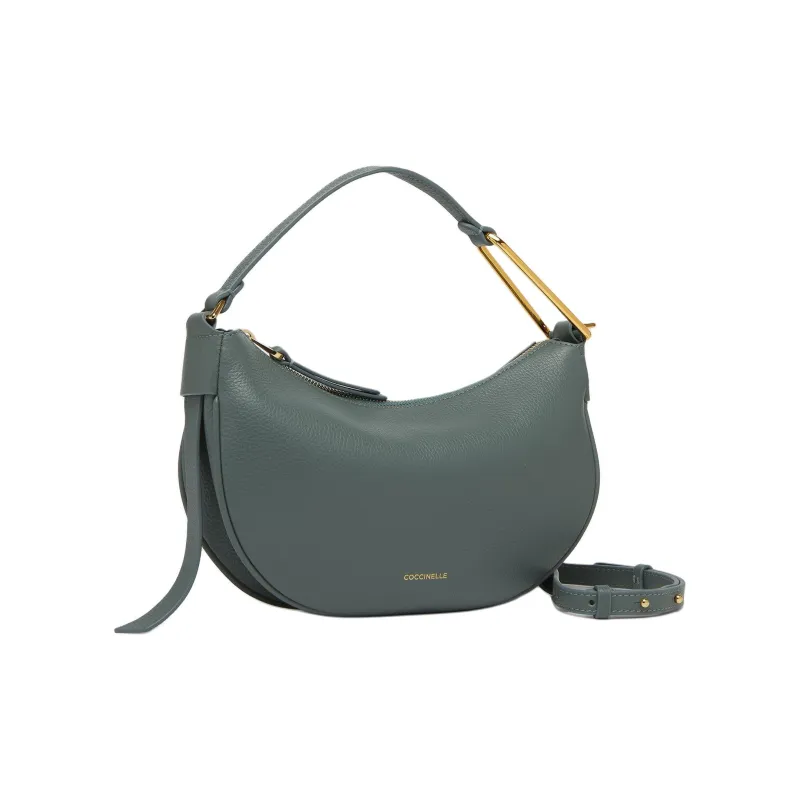COCCINELLE Grained Leather Shoulder Bag Crossbody Bag Handbag Small Size Women's Feather Skirt Sweet Blue/Green-1