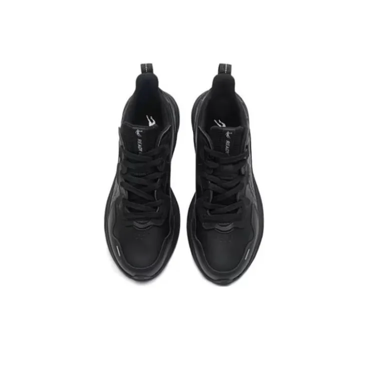 QIAODAN Anti-Slip Wear-Resistant Low-Top Running Shoes Men's Black Silver-2