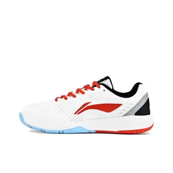 LiNing Feather Abrasion Resistant Low Top Badminton Shoes Unisex White Red