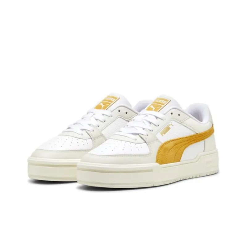 PUMA Ca Pro Anti-Slip Wear-Resistant Low-Top Skateboard Shoes Unisex White Yellow-2