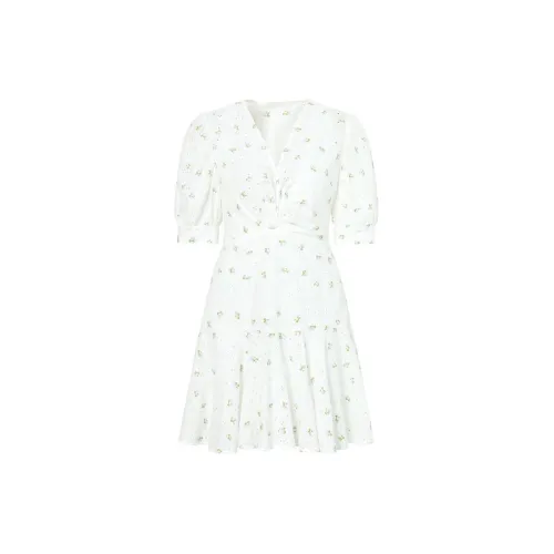 MOISSAC Short-Sleeved Dresses Women's Floral Pure White