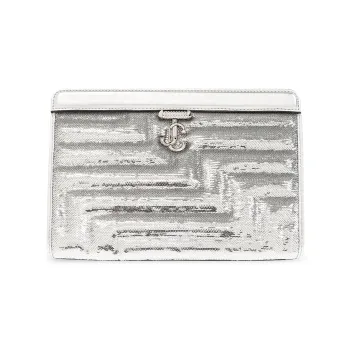Jimmy Choo Avenue Sequins Handbag Women's Silver
