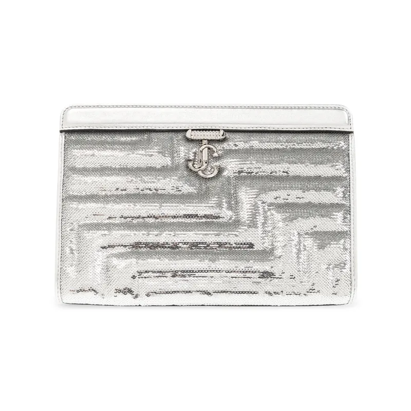 Jimmy Choo Avenue Sequins Handbag Women's Silver-0