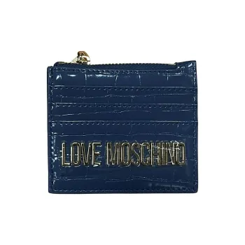 LOVE MOSCHINO Artificial Leather Card Holder Wallet Women's Blue