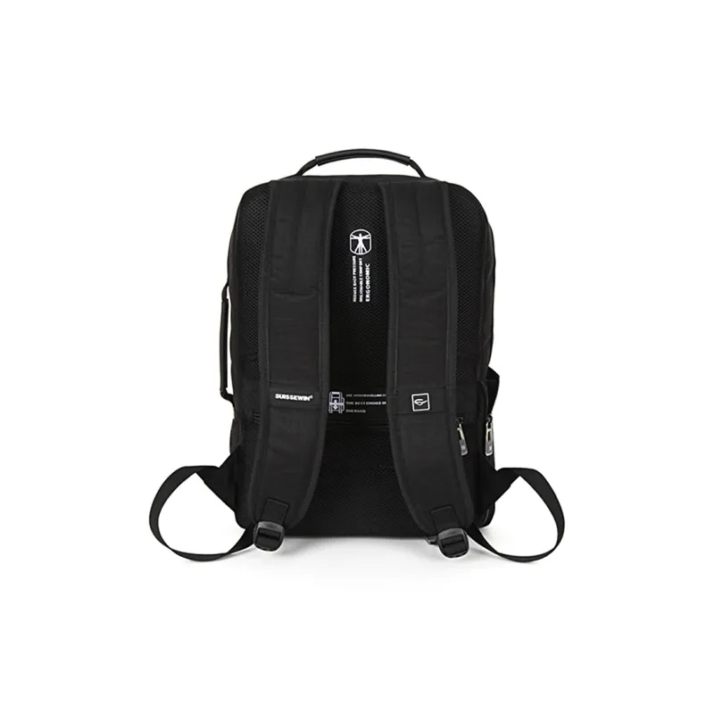 SUISSEWIN Fabric Casual Water Resistant Students Backpack Laptop Bag Handbag Regular Unisex Black/Gray-2