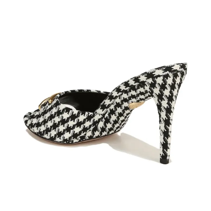 VERONICA BEARD Slide Slippers 9.5cm Women's Black White-3