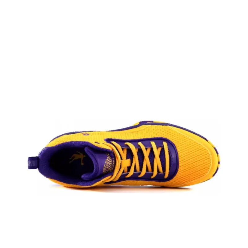 QIAODAN Cushioning Abrasion Resistant Breathable Low Top Basketball Shoes Men's Yellow Purple-2
