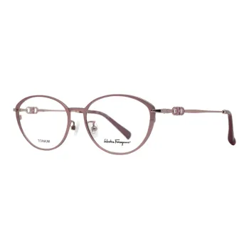 FERRAGAMO Titanium Oval Eyeglass Frames Women's Pink