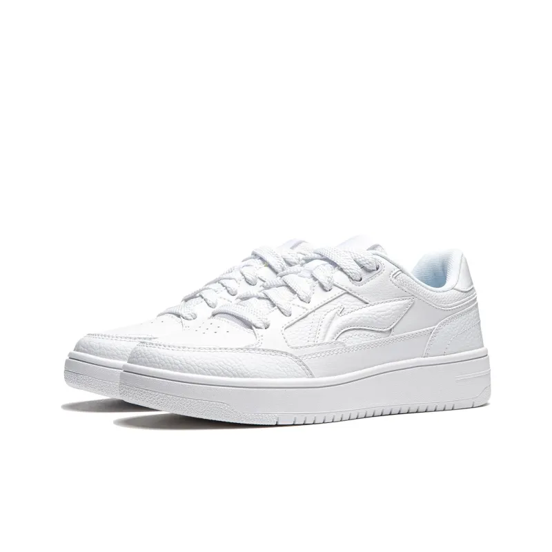 LiNing Tianji Anti Slip And Wear Resistant Height Increasing Low Top Skateboard Shoes Women's Standard White-2