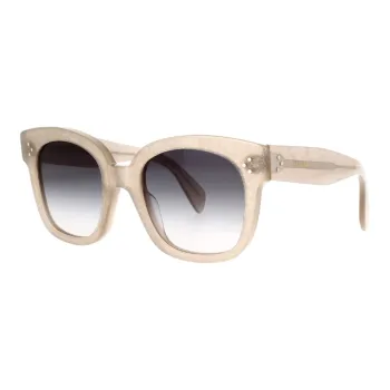 CELINE Acetate Irregular Shape Sunglasses Women's Brown