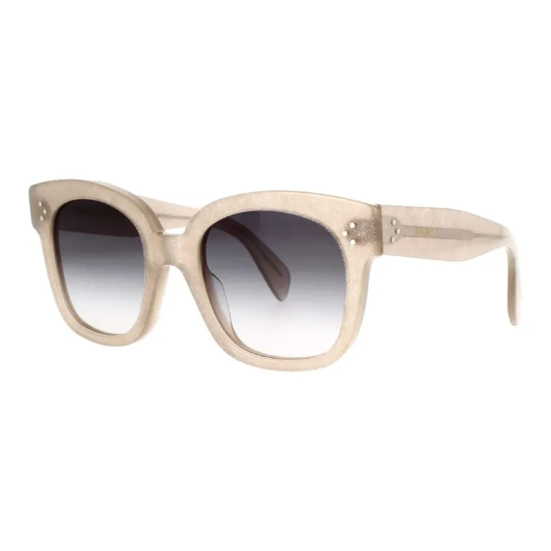 CELINE Acetate Irregular Shape Sunglasses Women's Brown-0