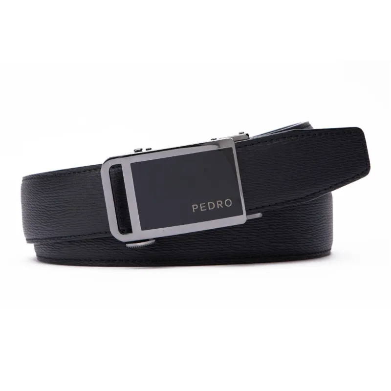 PEDRO Automatic Buckle Cow Leather Leather Belts Men's Black Width  3.5cm-0