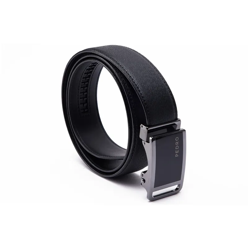 PEDRO Automatic Buckle Cow Leather Leather Belts Men's Black Width  3.5cm-3