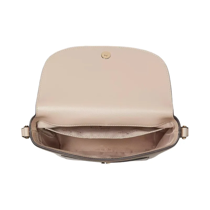 Kate Spade Litchi Grain Leather Shoulder Bag, Crossbody Bag Regular Women's Warm Beige-3