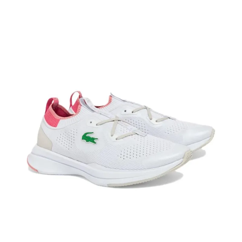 LACOSTE Wear Resistant Slip Resistant Low Top Casual Shoes Women's White Pink-1