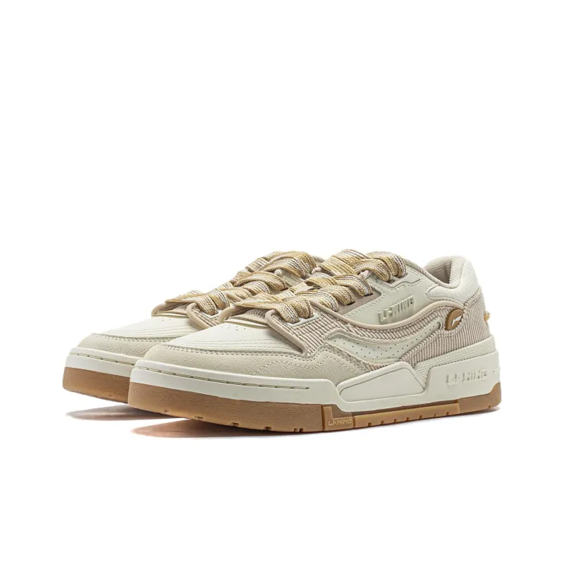 LiNing 001 BTC Slip Resistant Cushioning Abrasion Resistant Support Low Top Skateboard Shoes Women's Dusty Khaki-2