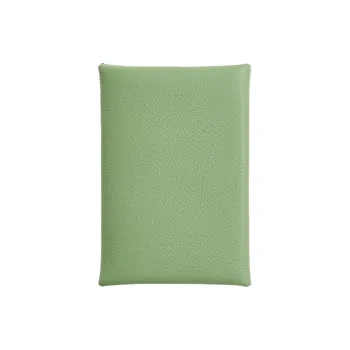 HERMES Calvi Duo Evercolor Calfskin Wallets Card Holders Women's 3I Vert Criquet Avocado Green With Cricket Green