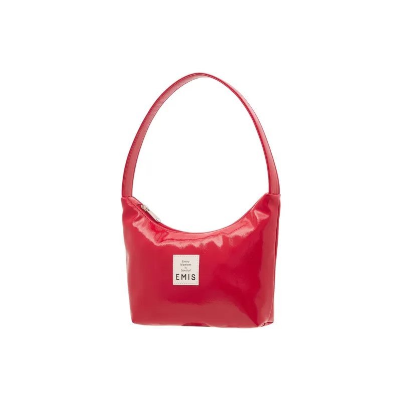 Emis Polyurethane Hobo Bag, One Shoulder Handbag Women's Red-1