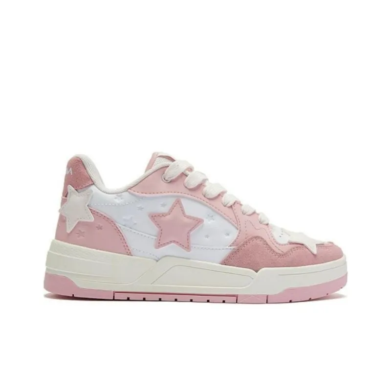 QIAODAN Anti Slip Wear Resistant Low Top Skateboard Shoes Women's White Pink-1