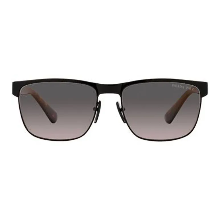 PRADA Metal Acetyl Rectangular Sunglasses Men's Tortoiseshell-1
