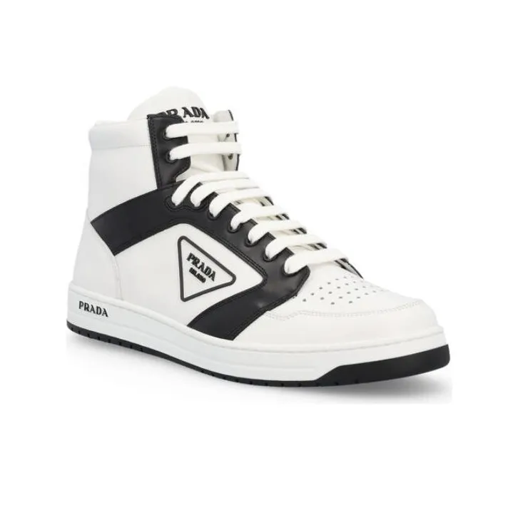 PRADA District High Top Skateboard Shoes Men's Black White-3