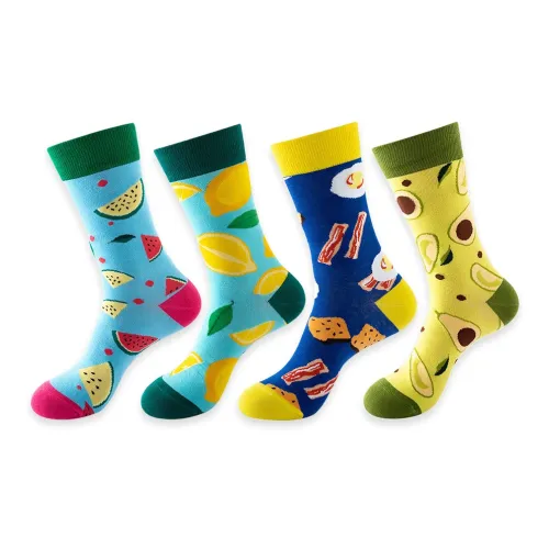 Flowers In Water Mid-Calf Socks Men's 4 Pack