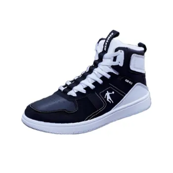 QIAODAN Anti Slip Wear Resistant High Top Skateboard Shoes Women's Black White
