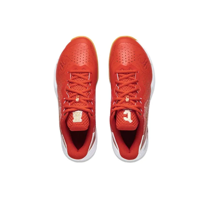 LiNing Cushioned Slip Resistant Low Top Badminton Shoes Unisex Red-3