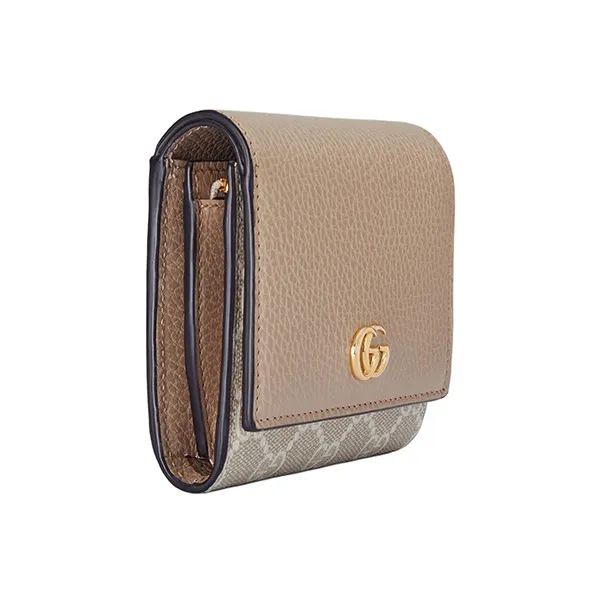 GUCCI GG Marmont Supreme Canvas With Leather Wallet Medium Size Women's Beige & White-1