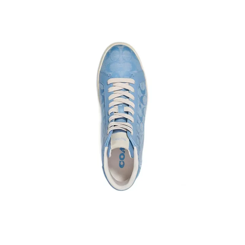 COACH Money Clip High Top Stylish Skateboarding Shoes Men's Light Blue-3