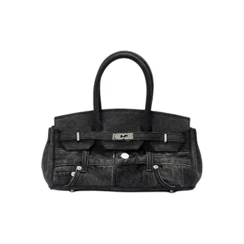 Margin Goods Denim Kelly Bag One Shoulder Handbags Medium Size Women's Black