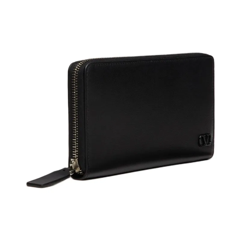 Valentino Vlogo Patent Leather Wallet Men's Black-1