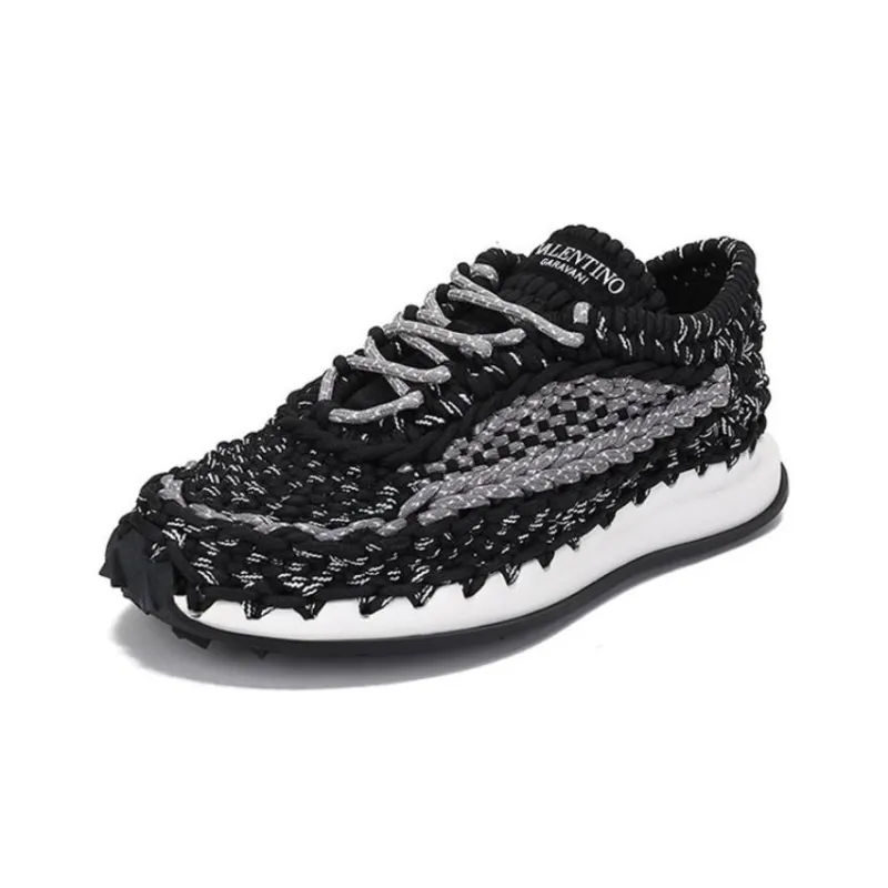 Valentino Crochet Wear resistant And Lightweight Low Top Casual Shoes Men's Black-1