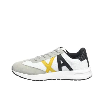 EMPORIO ARMANI Abrasion Resistant Low Top Casual Shoes Men's Gray White Yellow