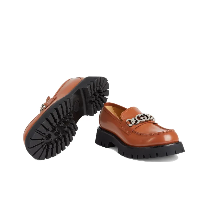 GUCCI Interlocking G Loafers Brown-5