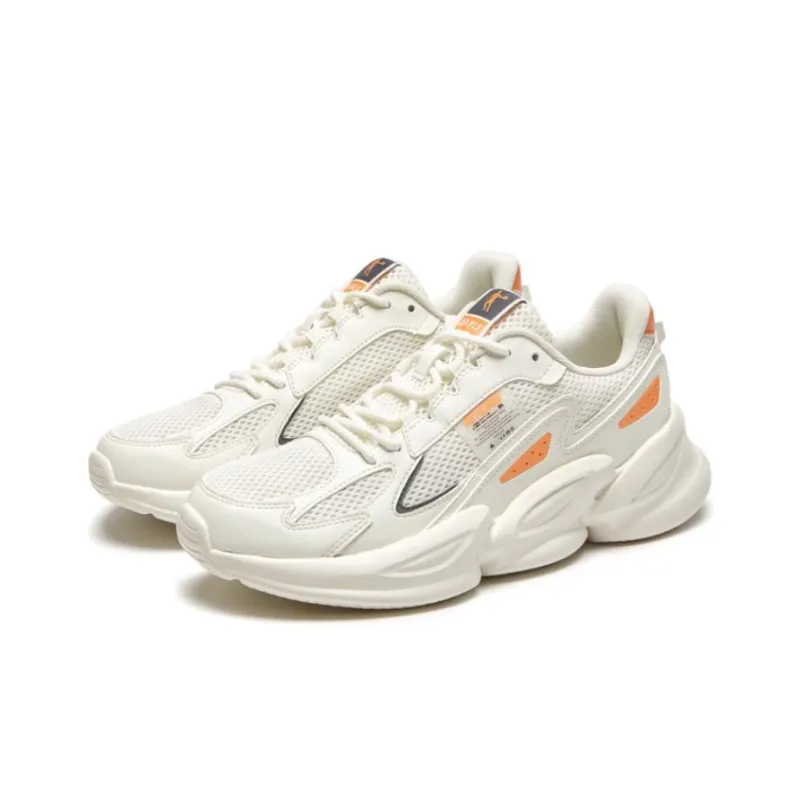 QIAODAN Cushioning Wear Resistant Low Top Running Shoes Men's Ivory-1