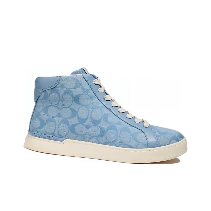 COACH Money Clip High Top Stylish Skateboarding Shoes Men's Light Blue-1