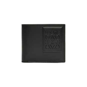 LOEWE Silk Calfskin Coin Purse Wallet Men's Black