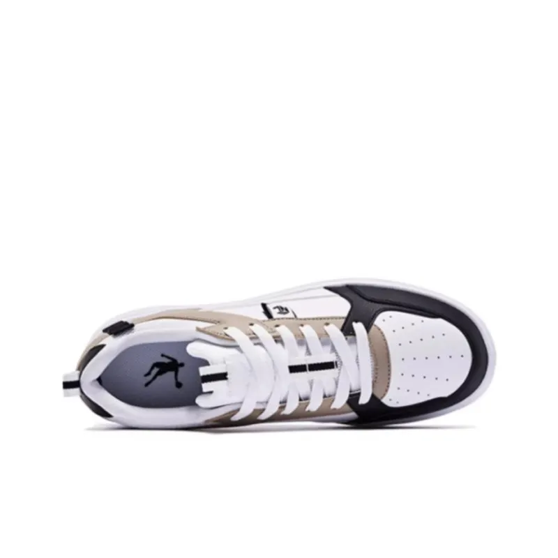 QIAODAN Anti Slip And Wear Resistant Breathable Low Top Skateboard Shoes Men's White Brown-2