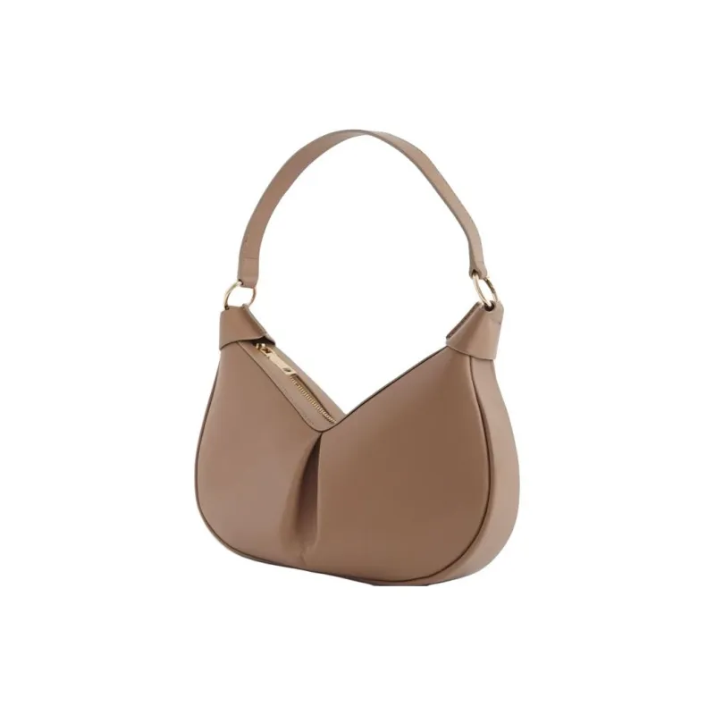 QULU Sheepskin Pea Bag, Crescent Bag, Shoulder Bag, Crossbody Handbag Medium Size Women's Milk Coffee-10
